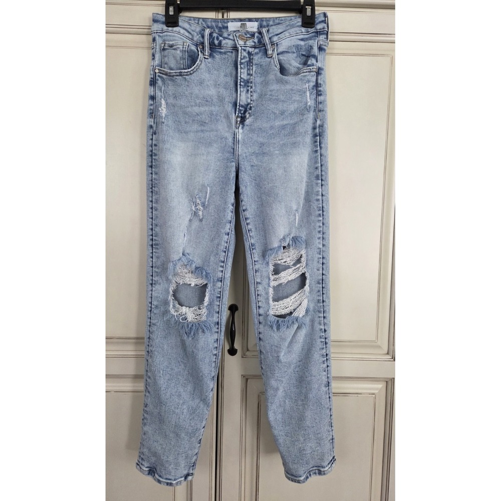 Women's Risen Jeans Highwaist Distressed Sz 7/28 Stretch‎